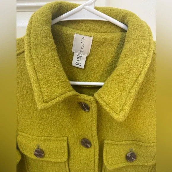 Joie Chartreuse Wool Blend Button Jacket - Picture 7 of 11
